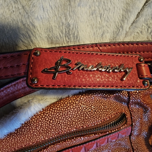 Vintage B. Makowsky red pebbled leather shoulder bag - Picture 2 of 2